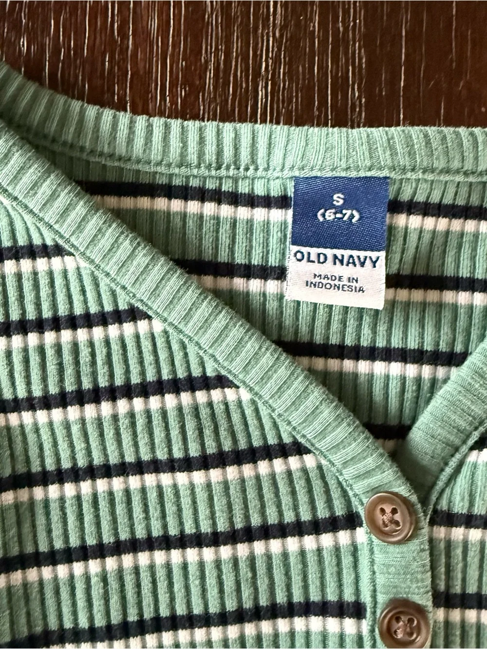 Old Navy Mint Green and Black Striped Ribbed Long-Sleeve Top